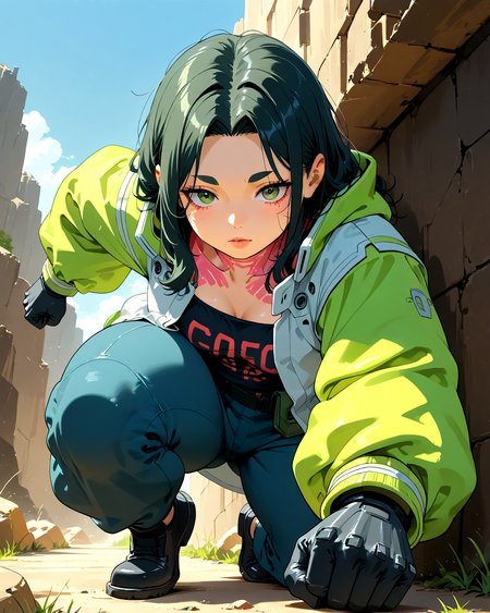 PonyScores7, source_anime, ah1, IllustriousQual, <lora:natsumi_style:0.5>, <lora:by_usakun-pony:0.4> by usakun, <lora:Akina_Bbw_Style_-_PonyXL:0.2> AkinBw
BREAK 1girl, (curly hair), long hair, (black hair:1.3), mature female, (parted hair:1.7), (round face:1.2), (thick eyebrows:1.3), (curvy), round-chin, (greenish brown eyes:1.4), (colorful eyes), (multicolored eyes), caucasian, (downturned eyes:1.2), (plump face), messy hair, <lora:Round_face:0.1>, <lora:ETO_OCPonyXL:0.5> eto_oc, skindentation, (plump), thick thighs, wide hips, busty, voluptuous, kinky curls, lips, <lora:venus body PonyXL:0.4>,  ((stupid), (Dynamic Landing, One knee on the ground, fist pressed against the ground after a powerful landing), (rock climbing, one man is afraid of heights and refuses to climb)), looking at viewer, ((pesto cyberpunk hacker, wearing a hooded jacket with neon accents and gloves that interface with any technology))
BREAK <lora:xl_more_art-full_v1:0.2>, <lora:shinyskin2:0.2> glistening skin, <lora:aesthetic_anime_v1s:0.2>, <lora:Expressive_H:0.2> Expressiveh, <lora:hairdetailpxl:0.2> hairdetailpxl, <lora:EpicF4nta5yXL:0.2>, <lora:detailxl:0.2> detailxl, <lora:Fant5yP0ny:0.2>, best quality, amazing quality, best aesthetic, absurdres, <lora:expressive eyes:0.2> expressive eyes, <lora:eyedetailpxl:0.2> eyedetailpxl, illustration, Volumetric_Lighting, ultra-detailed, very aesthetic, intricate details, 8k, masterpiece, best_quality 
BREAK (Low angle view Close shot, focus on chest), (zoom out:1.5)
BREAK <lora:Eyes_High_Definition:0.3> EyesHD, Stable_Yogis_PDXL_Positives, AS-Adult, <lora:Complicated fantasy portrait - XL Pony V2.0:0.4>, bad-hands-5, <lora:HDA_Detailer:0.2>, HDA_FatGirlXL,