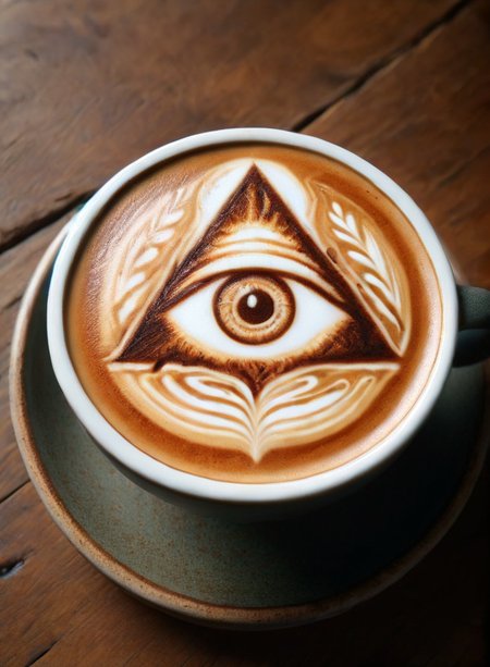 Cappuccino drawing of the all seeing eye from Lord of the Rings <lora:Cappuccino_Style:1>