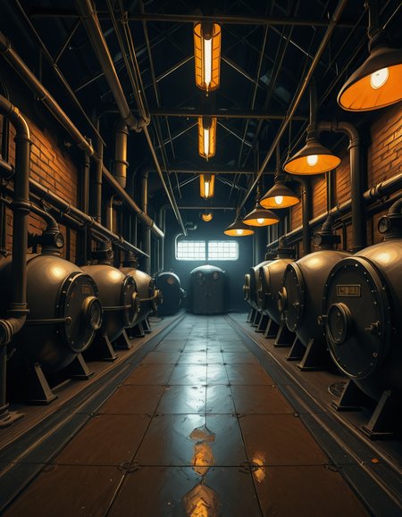 A highly detailed and realistic photograph of an industrial boiler room filled with large metal boilers, complex pipe systems, and pressure gauges. The room is dimly lit with a mix of warm yellow lighting from overhead industrial lamps and cool blue reflections from metallic surfaces. The air is slightly hazy with steam escaping from some of the pipes. The floor is made of reinforced concrete with visible stains from oil and water. Various control panels with blinking LED indicators and warning signs are mounted on the walls. The atmosphere is rugged and mechanical, evoking a sense of power and industrial efficiency. The depth of field is sharp, capturing intricate details such as rust on old pipes, the texture of the metal surfaces, and the labels on the control panels. The composition emphasizes symmetry, with pipes and machinery creating a structured, almost futuristic aesthetic.
<lora:SDXLFaeTastic2400:0.4> <lora:extremely_detailed:0.4> extremely detailed, <lora:industrial_boiler_room-i:1>,industrial b01l3r r00m, Masterpiece,best quality,hi res,8k,hi res,8k,award winning,(sharp focus, intricate, highly detailed),