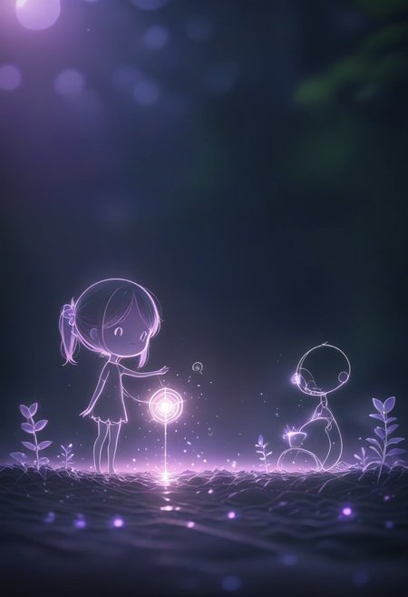 masterpiece, best quality, LIGHT ART PICTURE BOOK, violet light