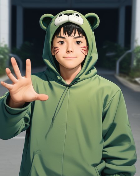 score_9, score_8_up, score_7_up, Korean, <lora:Cute_Cartoon_ArtStyle:1>,  ((handsome young cute man:1.2, light skin)),
tae_dong, tiger onesie, hood, fake tail, whiskers face paint, looking at viewer, dynamic action, expressive cute face, cute pose, male focus, 1boy, solo, cowboy shot, cinematic, depth of field, masterpiece, best quality, amazing quality, very aesthetic, absurdres, newest, very awa, shadow, dynamic angle, casual cosplay, <lora:tae_dong-000018:1>