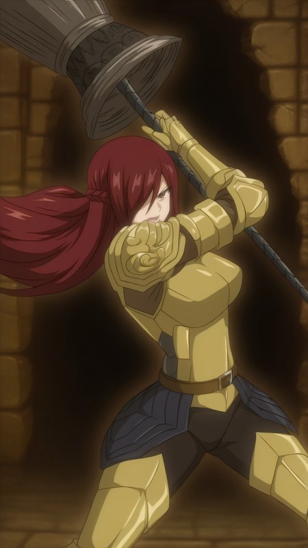 masterpiece, best quality, very aesthetic, absurdres, BREAK, 1girl, looking at viewer, cowboy shot, 
<lora:Piercing_Erza_Illu_Dwnsty:1>, erz_piercing, brown eyes, red hair, long hair, hair over one eye, gauntlets, french braid, breastplate, brass gold armor, shoulder armor, pauldrons, gloves, greaves, armored boots, black faulds, 
 large breasts, lips, serious, holdng weapon, holding polearm, incoming attack, open mouth, scream, fighting stance, 
indoors, dungeon, cave, torch, dark theme,