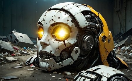 score_9, score_8_up, score_8, score_7, 1girl, Abandoned AI-girlfriend, discarded cyborg, lying partially covered on a heap of trash, (reaching:1.3) at camera, sad empty stare, (broken face:1.3), highly detailed, strong contrast, intricate details, volumetric light, 16k HDRI,  lot of details, high quality,  dramatic atmosphere, atmospheric perspective, subsurface scattering, transparency,  analog style, film photography, sharp focus, soft focus, cinematic vibrant lighting, heavy shadow, perfect face, damaged, broken, rusty white carapace parts with dirty cracks <lora:MSLSPNYXlV02:0.23456> MSLS, stronk, robot, mecha, looking at viewer, science fiction, shiny armor, glimmering, (__colors__ suit:1.3) with __colors__ trim, <lora:Melting_world:0.5> <lora:linquivera:0.7> linquivera, liiv1, <lora:sss:1.25> sss, translucent, subsurface scattering