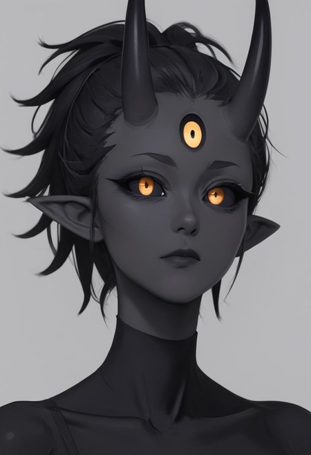 score_9, score_8, score_7, score_6, (masterpiece), best quality, expressive eyes, perfect face, ((te'kharoth, third eye), tail, horns), spiky hair, messy hair, ponytail hair, thick hair, black hair, black sclera), 1girl, gold eyes, wings, BREAK, armor, line under eyes