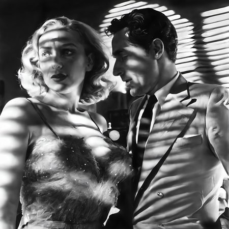 sunlight_str1, by Philippe Halsman, b&w photograph, two shot, people inside a night club <lora:sunlight_str1:1>