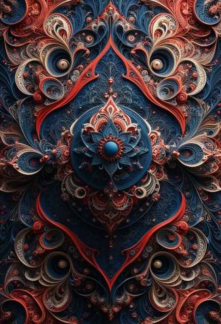 photo of a paisley pattern, boteh, paisley, navy blue, madder red, almond, entwined paislies, official art, aesthetic, dynamic angle, hyper detailed, order and chaos, dark colors, (extremely detailed, intricate details, masterpiece, best quality, 8k wallpaper:1.4), dramatic lighting, (dark blue and madder red palette:1.2), twisting paisley