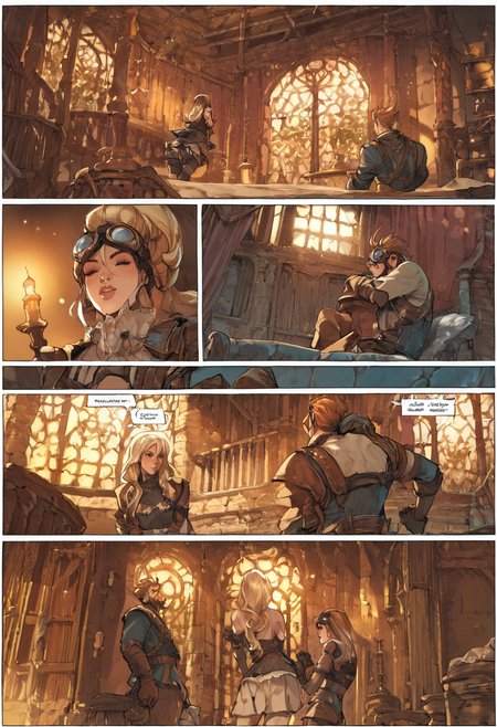 score_9, score_8_up, score_7_up,source_anime,anime coloring,perfect anatomy,cinematic_shadow,detailed_skins,
BREAK
 <lora:ekho:1>ekho, comic, 1girl, 1boy, blonde hair, english text, brown hair, gloves, boots, breasts, goggles, web address, facial hair, long hair, indoors