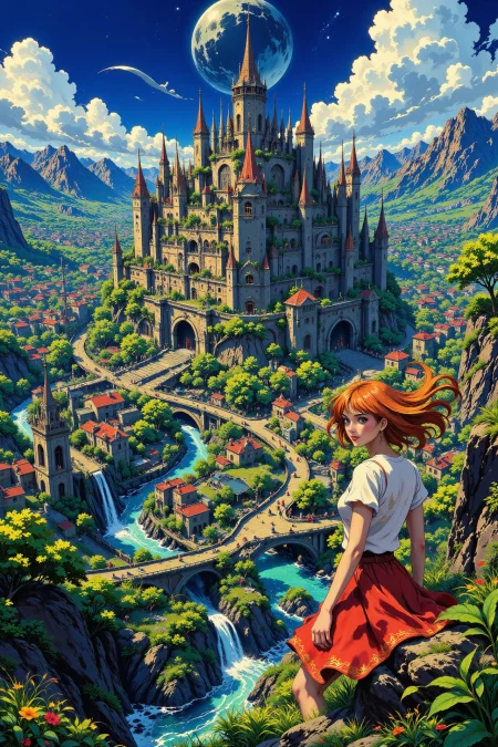 fantasy city beautiful  landscape, wind, woman, very intricate, very detailed, sharp, bright, colorful, <lora:Hand v2:0.5> <lora:Anti-Blur:1><lora:Insane Detail Slider:0.25>  <lora:flux.1_lora_flyway_Epic-detail_v2:0.3> <lora:fluxenhancer:0.25> <lora:ROWER:0.6> <lora:flux-charmer-v1-1:0.4><lora:Vibrantly_Sharp_style_v.5:0.4> <lora:The_Dark_Side_Of_The_Future:0.3> <lora:Anime_style:0.8> anime style