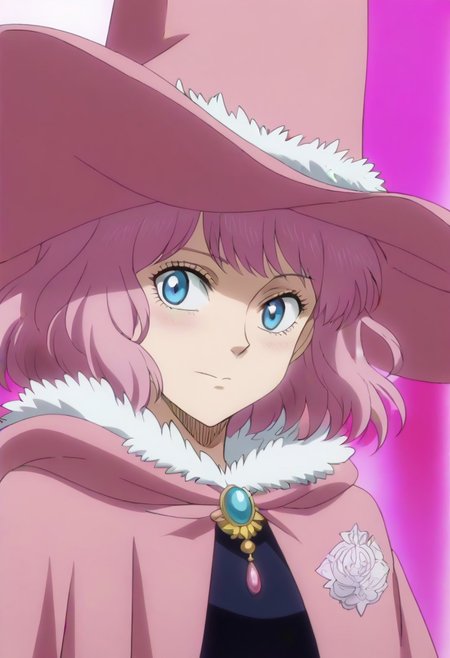 <lora:SlimesDorothy:1>, slimes_dorothyunsworth, pink witch hat, blue eyes with a pink outline, pink hair,,,,,,,,,,,,,,,,,,,,anime coloring, anime screencap, 1girl,Solo ,, anime,,,,official art,Uncensored,Unedited ,,,,,,,,,,,,,,,,,,,,,,,,