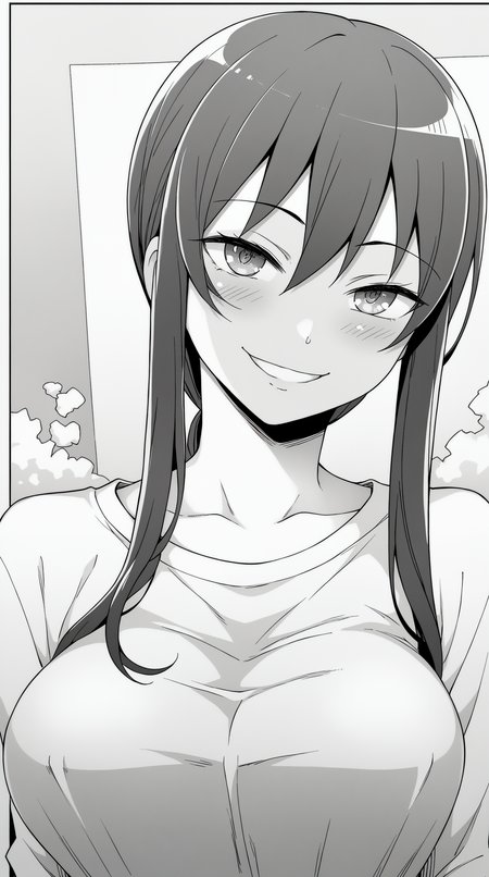 score_9, score_8_up, score_7_up, monochrome, manga_source, best background, detailed background, manga, greyscale, monochrome  Kayo Inoue, looking at viewer, smile, horny, naughty  <lora:JN_Kayo_Inoue_Pony:0.8>