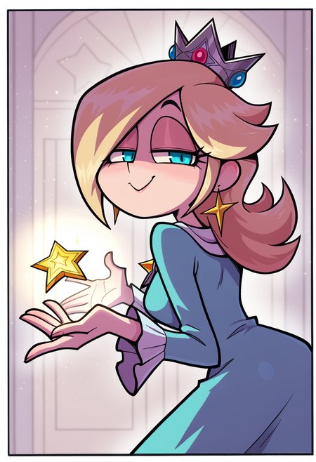 IllustriousQual, masterpiece, best quality, amazing quality, very aesthetic, absurdres, 1girl, solo, white border, Sofmap background
solo,  telekinesis,   hands up, reaching,  aura,  light particles,  floating object,  psychic,, smug,  side smile, lowered eyelids, arrogant smile,  smug smile,, from behind,
<lora:ValbunStyle-IL:0.9> valbun, Rosalina