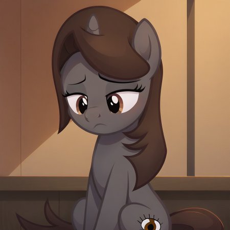 masterpiece, perfect detail, best high quality, source_pony, show accurate, cute, 1girl, solo, female, oc:sonata, pony, cool light, bluetone, detention center, prison, behind bars, sitting, frown, dejected frown, sad, lidded eyes, beautiful, looking down, score_9, score_8_up, score_7_up, score_6_up, score_5_up, score_4_up
