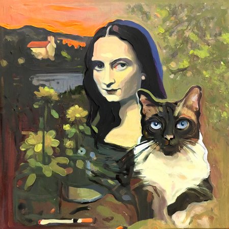 artmix07 Mona Lisa with cat <lora:artmix07:1>