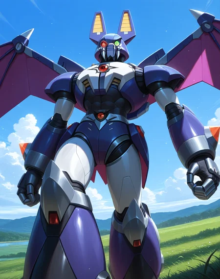 <lora:Dark_Necrobat_(Mega_Man_X)_(Illustrious)_(AD):1> Dark Necrobat, reploid, MMX, 
exterior, blue sky with clouds,
male focus, intense shadows, dynamic shadows, intricate details, attention to details, gradient coloring, bright vivid colors, robot, abs, bent leg, 
BREAK very awe, masterpiece, best quality, amazing quality, very aesthetic, highres, absurdres, photographic realism, 8K CGI render, 
EZRealPONYXL, zPDXL, Smooth Quality, lazynsfw,