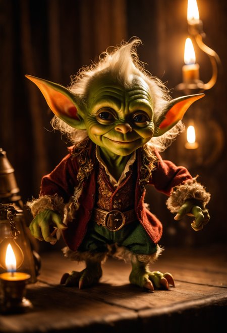 ((masterpiece)), ((best quality)), ((detailed)), ((Spectacular)), ((Astounding)), (Intricate), Fantasy, Goblin Trickster, Sneaky, Mischief, RAW photo, Original photo, Unprocessed photo, Nostalgic lighting, Antique glow, Old-fashioned light, Vintage illumination, Shallow depth of field, Low-light photography