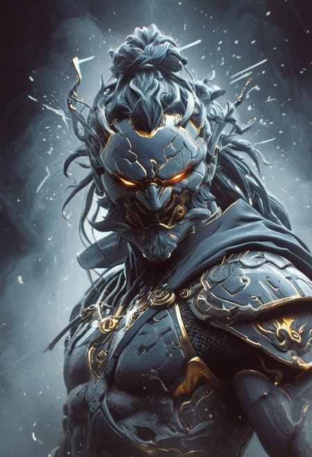 Zeus the ancient Greek God, mystical, and high-resolution image. The image should feature rich colors and high contrast, focusing on the best quality, official art, and a beautiful and aesthetic appearance. Include fractal art elements and a colorful background with a splash of color. Use a movie perspective and an advertising style, similar to a magazine cover. He is wearing ancient greek clothes and armor. Emphasize an ancient Greece theme with a black and white background