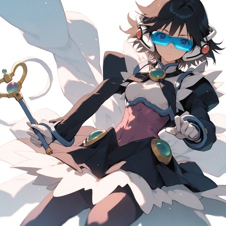 (score_9:1.2), score_8_up, score_7_up, source_anime , best quality,<lora:corrector ai-pony-01:1>, corrector ai, fairy element suit, 1girl, solo, gloves, magical girl, eyewear