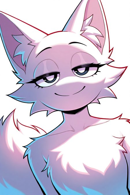 masterpiece, best quality, newest, highres,very aesthetic, absurdes, detailed eyes, beautiful, perfect eyes , 1girl, furry female,  cat ears, Wenda,
, no_nose, fluffy tail,  white pupils, dynamic angle, smile. half-closed-eyes , upper_body, looking at viewer, simple_background, portrait