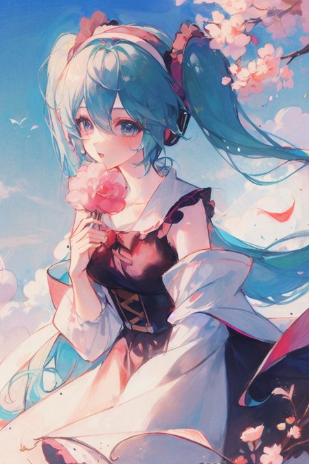 a girl,by matcha,hatsune miku,sakura