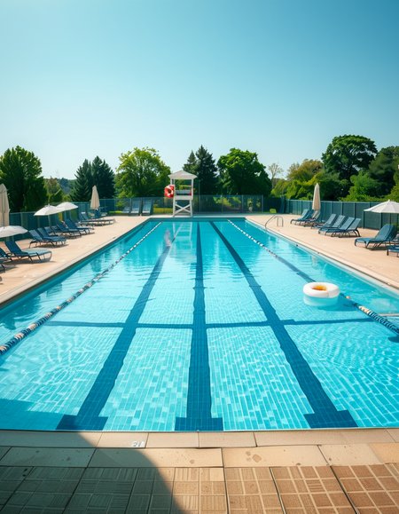 A large public swimming pool on a sunny day, completely empty of people. The clear blue water is still, reflecting the bright sky. Sunlight creates shimmering patterns on the tiled pool floor. The pool deck is lined with neatly arranged lounge chairs and colorful umbrellas. A lifeguard chair stands vacant at the poolside. Surrounding the area, lush green trees and well-maintained landscaping add a sense of tranquility. The atmosphere is calm and serene, with no movement except for the gentle ripples in the water.
<lora:SDXLFaeTastic2400:0.4> <lora:extremely_detailed:0.4> extremely detailed, <lora:public_swimming_p00l:1>,public swimming p00l, Masterpiece,best quality,hi res,8k,hi res,8k,award winning,(sharp focus, intricate, highly detailed),