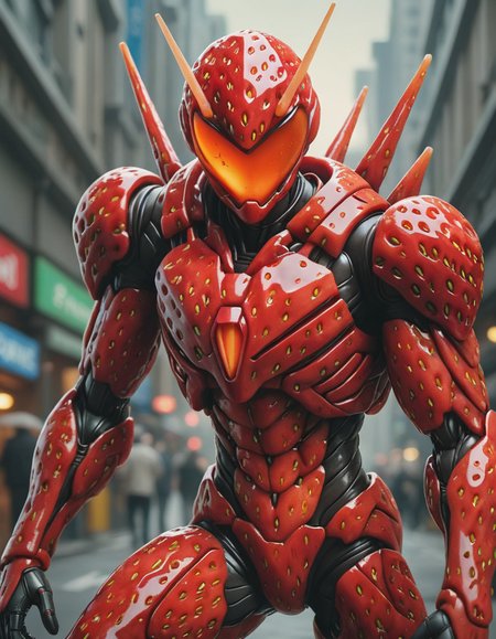 inematic film still illustration of the iconic EVA-001 from Evangelion ral-strawberryjam style, sprinting towards the viewer with determination, captures its official art style and showcases intricate details as if it were a masterpiece, Set against a beautiful abstract background that blends elements of Futurism and cyberpunk, this intense close-up view highlights the character's mechanical design while maintaining its humanlike form, style of Fenghua Zhong, style of Tomasz Strzalkowski, style of Greg Rutkowski, . shallow depth of field, vignette, highly detailed, high budget, bokeh, cinemascope, moody, epic, gorgeous, film grain, grainy,  <lora:ral-strawberryjam:1.0>