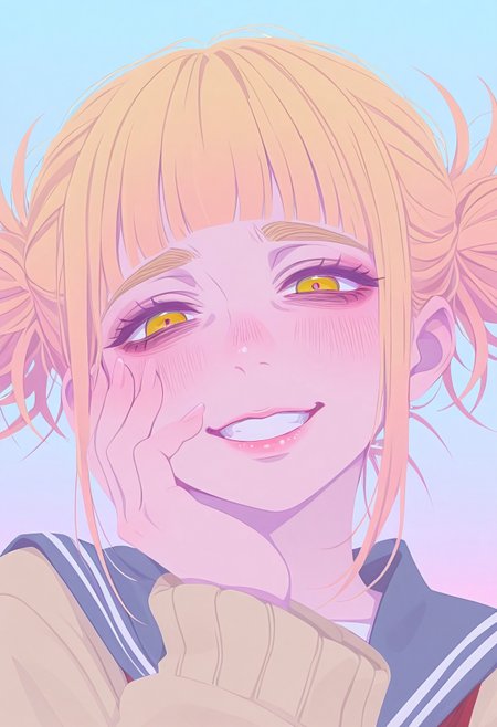 cute, mature, face closeup,
yandere, himiko toga,
looking at viewer,

pastel, gradient background, pastel colors,
xxx667_illu, 748cmstyle, no lineart, flat color,
