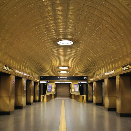 a golden metro station <lora:Metro:1>