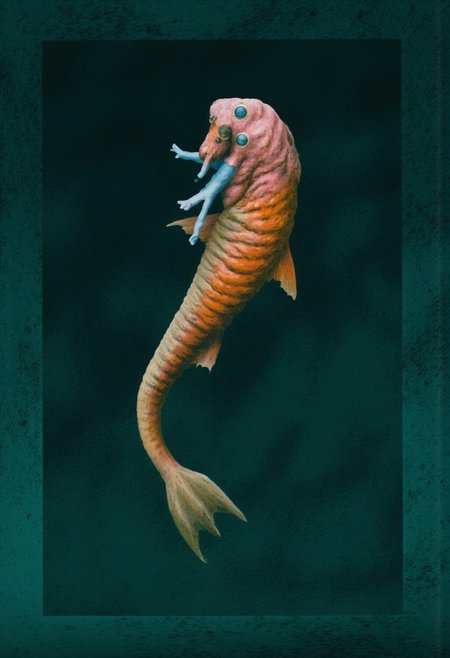 b3rs3rk first person d4concept pov, 3D01S, simple background d4artstyle atmospheric and powerful MikeFranchinastyle dark fantasy, natural organic and first person pov of a berserk style creature A Tsutomu Nihei style 
 fish-like amphibians of immense size, though they continued to grow as they aged and some fantastically ancient specimens might reach 40 feet. They resembled a bizarre eel, with long, tubular bodies, as well as a tail at one end and two fins near the head and another along the back. Aboleths' mouths were lamprey-like, filled with serrated, jawless teeth. Aboleth underbellies were often orange-pink, while their topsides were typically sea-green. A little bit back from the head were four long tentacles sprouting from across each other on the top. The head roughly triangular-shaped, with a spherical, somewhat beak-like nose. Above the nose their three eyes, each one set atop the other. Four blue-black slime-secreting orifices lined the bottom of their bodies blood was green and thick, oozing like sap. 
UHD letterboxed game trailer frame chromatic aberration dark atmosphere sharp masterpiece with a focus on the character, elden ring style, dark atmosphere, chromatic aberration