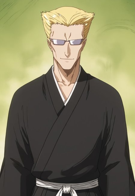 safe_pos, safe_pos, score_9, score_8_up, rating_nsfw, ultra hd, absurdres, best quality, ultra quality, masterpiece, masculine, solo, 1boy, male focus, best anatomy, best eyes, best hands, sexiest man alive, erotic, gay porn, hand with five fingers, mature male, anime screencap

BleachIemura, blonde hair, glasses, Japanese clothes, hands on side, flirty smile, looking at viewer, half body angle, detailed background, Expressiveh