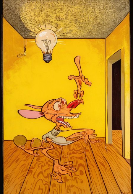 score_9, score_8_up, score_7_up, ((sharp focus)), solo, ((full body)), ((ren)), expression, ((buck teeth)) outstretching, outreaching, outstretched, horizontal, cement shoes, ((4 fingers)), (lightbulb moment of thought), ((eureka)),
BREAK
(wooden yellow wallpaper background, escher), shadows, no humans, easynegative, By bad artist
