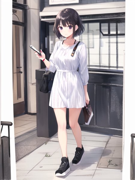 <lora:crayon_style_v1.0:0.8> crayon_sytle, masterpiece, best quality, 1girl, solo, walking, street, looking at viewer,