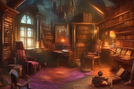 a fantasy bedroom that is also the owner's personal library with books everywhere
FanStu