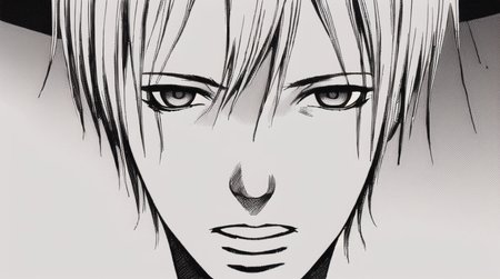 1 boy, solo, highly detailed face, best quality, monochrome, <lora:blamev2:0.9>, rough lineart
