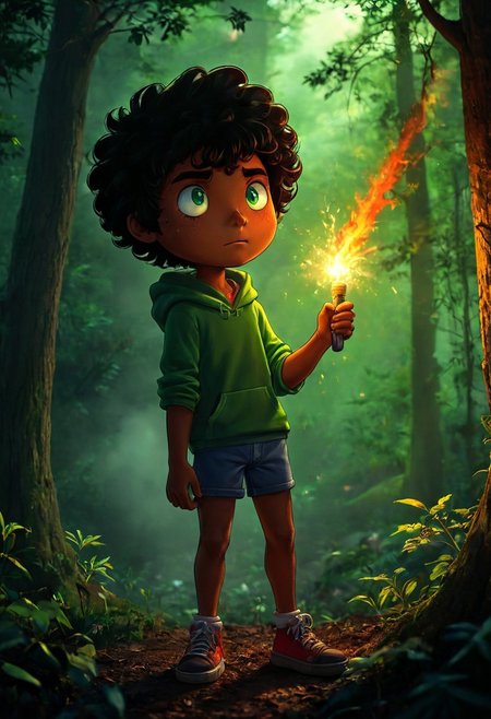 max (camp camp), dark fantasy theme, rainbow colored silhouette outline against a dark background,max (camp camp), 1boy, solo, human, male focus, curly black hair, curly tousled black hair, afro, dark skin, dark-skinned male,  large eyes, round eyes, green eyes,small nose, triangular nose, pointed nose, beautiful forest horror, anime, magical fantasy, plasma pattern, dark lights
,epic, cinematic colors, masterpiece, detailmaximizer, midjourneyv6.1