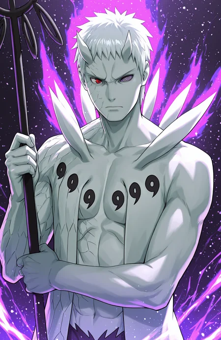 energy, light particles, holding staff, upper body, arm across waist, r50_ob1t0, rinnegan, sharingan, 
masterpiece, best quality,
<lora:Juubito_X6E13:1.0>