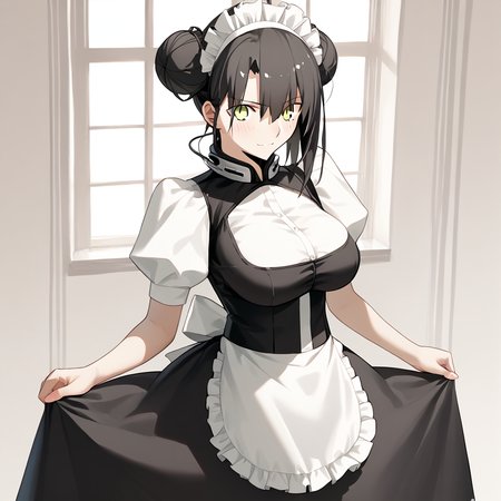 <lora:Takeuchi_Takashi_PonyXL_style_v01:1>
<lora:agent.pony:1>
score_9 , score_8_up , score_7_up , source_anime , 
masterpiece , best quality , ultra-detailed , 
BREAK
agent \(girls' frontline\), maid
1girl , woman , huge breasts , light smile , light blush , ((jeanne d'arc (fate)):0.5)  , 
long black hair  , maid dress ,  
standing
