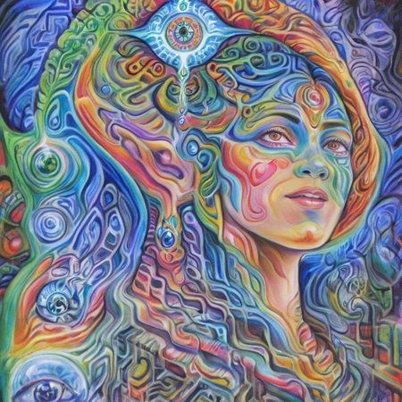 <lora:f4b14n:1> f4b14n str0k3 woman third eye in ecstasy vibrant psychedelic