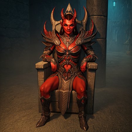 score_9, score_8_up, score_7_up, score_6_up, score_5_up, score_4_up, source_anime,  Dremora, demon, colored skin, red skin, armor, sitting, throne, evil smirk, basement, dungeon, score_9, score_8_up, score_7_up, score_6_up, score_5_up, score_4_up, source_anime, Dremora, demon, colored skin, red skin, armor, sitting, throne, evil smirk, basement, dungeon, epic, cinematic, stunning, highly detailed, very