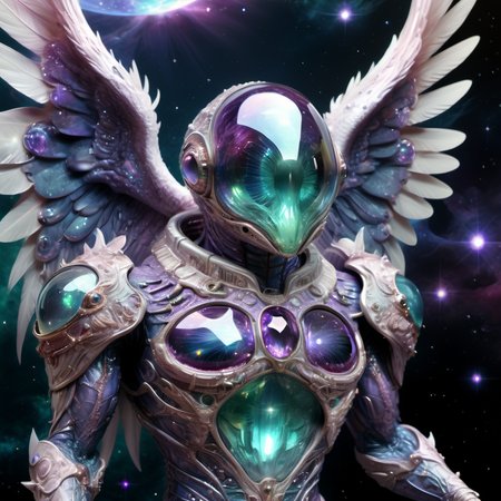 ((best quality)), ((masterpiece)), ((realistic,digital art)), (hyper detailed),DonMC3l3st14l3xpl0r3rsXL  Huge Enigmatic Amorphous Amorphous Reptilian,  Plantigrade Appendages,  Tufted-Tailed, Smooth Skin,  Icarus Wings (enchanted wings made from wax and feathers),, tech, scifi, futuristic , 8K, HDR,  <lora:DonMC3l3st14l3xpl0r3rsXL-000007:1>