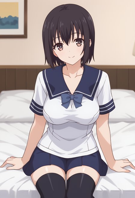 score_9, score_8_up, score_7_up, source_anime, masterpiece, best quality, highly detailed background, cinematic lighting, detailed eyes, detailed pupils, perfect face, 
Kotone, unique outfit, cute, smile, looking at viewer, posing, black thigh highs,
bedroom, midday, warm lighting,
<lora:Kotone_Pony:0.8>