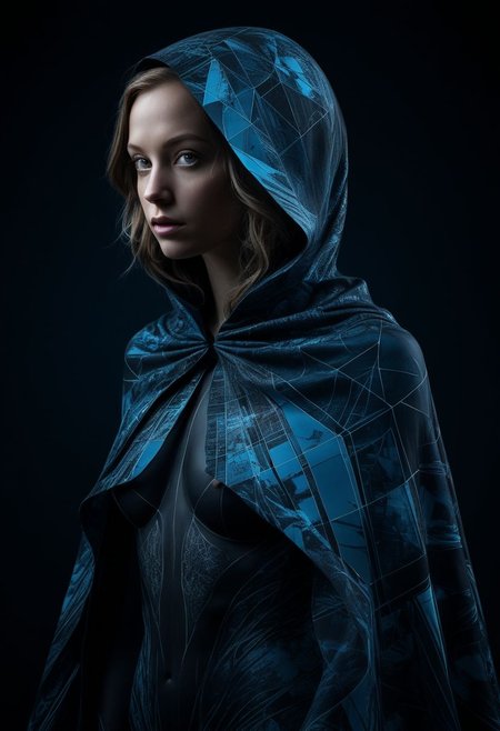mysterious silhouette nordic woman with cape, goddess, alluring, by Minjae Lee, Carne Griffiths, Emily Kell, Steve McCurry, Geoffroy Thoorens, Aaron Horkey, Jordan Grimmer, Greg Rutkowski, amazing depth, double exposure, surreal, geometric patterns, intricately detailed, bokeh,  perfect balanced, deep fine borders, artistic photorealism , smooth,  great masterwork by head of prompt engineering   <lora:add-detail-xl:2>  <lora:Double_Exposure:0.5>