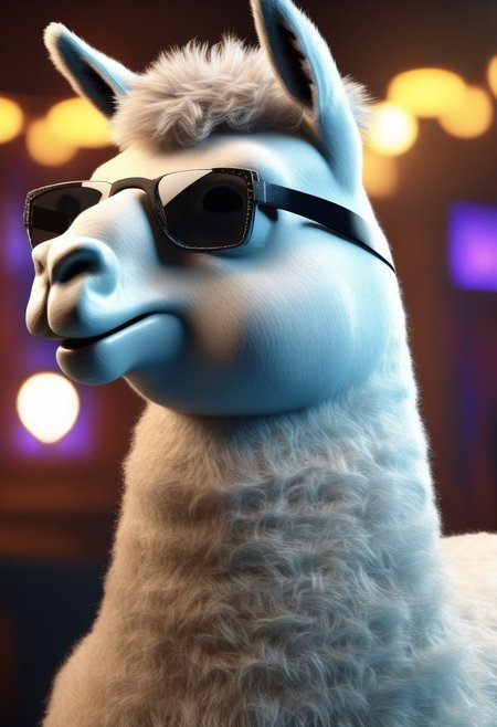 a bored leather alpaca in a cool club, party alpaca, very detailed, 4k, sharp