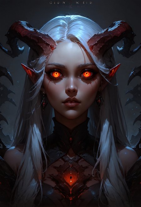 score_9, score_8_up, score_7_up,  rating_safe, 1girl, solo, glow eyes, white hair, red light, demon, full face, symmetry, dark theme  <lora:pony/concept_art_darkside:0.8> concept art, realistic <lora:pony/gwent_v2.0:0.6> gwentstyle <lora:pony/expressiveh:0.8> expressiveh
