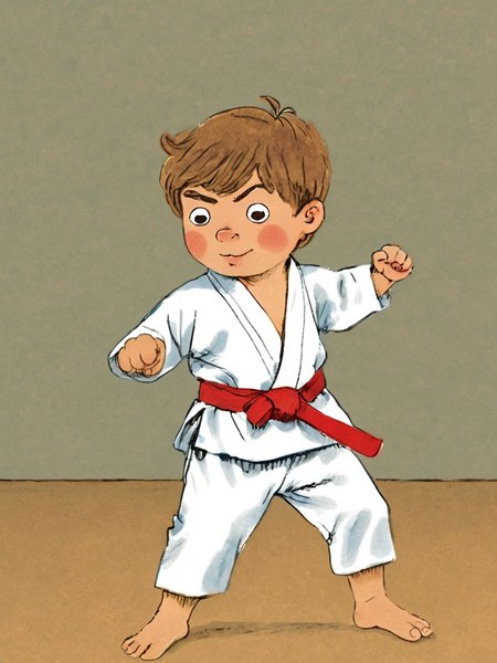 funny little boy, karate training in the gym, art by Richard Scarry
 <lora:Richard_Scarry_Style_XL:1>