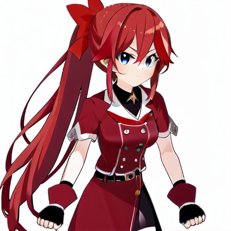 masterpiece,best quality,highly detailed,score_9,score_8_up,score_7_up,score_6_up,source anime,
BREAK,Unlovely, red hair, long hair, ponytail, blue eyes, 1girl, solo, virtual YouTuber, gloves, skirt, fingerless gloves, white background, red skirt, red nails, bike shorts, red ribbon.,female focus,
<lora:Cure_Unlovelyã­ã¥ã¢ã¢ã³ã©ããªã¼:1>
