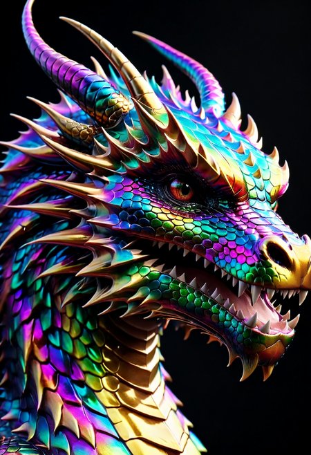 portrait,pamflpflp dragon,black background, full depth of field and realistic textures,highly detailed,masterpiece,high quality, 8K Ultra HD,