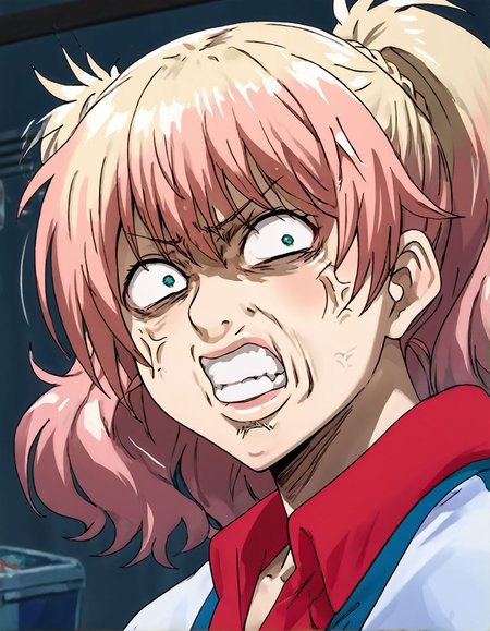 <lora:Hyper-SDXL-8steps-lora:0.5> score_9, score_8_up, score_7_up, score_6_up, source_anime, masterpiece, zPDXLxx,
<lora:animescreencap_xl:0.7><lora:HandFineTuning_XL:0.5>,
1girl, yariko <lora:yariko_(jk_bitch)-PD-1.0:0.8>, 
<lora:gintama_funny_face:1>, gintama_funny_face, angry, anger marks, eyes vein lines, impact lines, alone, looking at the viewer,
