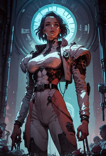 score_9, score_8_up, score_7_up,  a woman in a white suit standing in a room with a circular light behind her, Star Trek setting, retrofuturism, black belt  <lora:pony/twilight_style:0.8> concept art, <lora:pony/expressiveh:0.8> expressiveh, <lora:pony/kenva:0.7> <lora:sdxl/sinfully_stylish_sdxl>