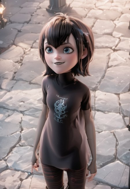 safe_pos, masterpiece, high quality, score_9, score_8_up, source_3D, blender,1girl, score_9, score_8_up, score_7_up, score_6_up, Mavis Dracula from hotel Transylvania, by herself, background Black Background, lighting from both sides of character, warm light,  blurred background, clearly lit character, warm expressions, smiles, and smirk's. in Her original outfit, sexy poses, looking at viewer in a seductive manner, whole body, more mature adult