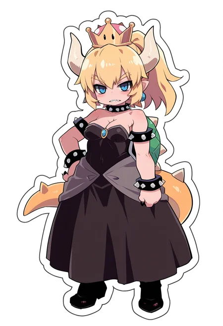 masterpiece, best quality, general, sensitive,
1girl, full body, looking at viewer, 
bowsette, 
simple background, white background, 
<lora:Sticker_Ilu:1> (sticker:1.2), 
 <lora:zankuro:0.6> z4nk0r0,